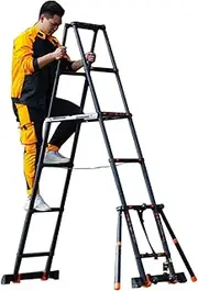 Aluminum Alloy Telescoping Ladder with Wide Pedal Extension Ladder Portable & Stable Retractable Ladder Folding Ladder