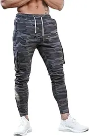 [Maizoon] Men's Camo Cargo Athletic Joggers Pants Ripstop Trousers with Multi Pockets for Hiking Tactical and Outdoor Sports