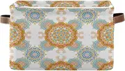 Mandalas Floral Fabric Organizer, Decorative Rectangle Nursery Organizer Bin, Set of 2