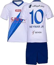 Gokaynex Neymar Jr. Al Hilal #10 Kinder Fußballtrikot Set, 2023/2024 Neue Saison, Kurzarm Trikot und Sets für Sets, Sporttrikot, Fußball-Trainingstrikots (4-13 Jahre)