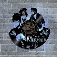 在飛比找蝦皮商城精選優惠-工廠直銷現貨3D黑膠時鐘卡通可愛美人魚Mermaid唱片掛鐘