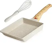 Innerwell Tamagoyaki Japanese Omelette Pan - Nonstick Rectangle Egg Frying Pan With Spatula & Whisk, Wooden Handle, PFOS & PFOA Free, Oven & Dishwasher Safe