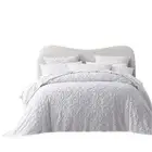 Bianca Ella Floral Cotton Chenille Bedspread Comforter Coverlet White Single