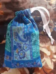 Handcrafted Bohemian Blue Tarot / Crystal Bag - Reversible