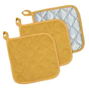 Set of 3 heat resistant cotton kitchen mats for cooking and baking.