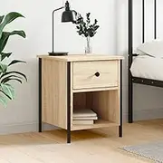 Sonoma Oak Nightstand Bedside Table, Living Room Stand, Wooden Furniture for Bedroom, Bed with Storage Drawers, 40x42x50 cm