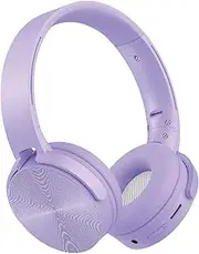 Laser On-Ear Wireless Bluetooth Headphones, Foldable and Rotatable, 15 Hrs Playtime, Micro SD Card Slot, Hands-Free Calls, Voice Assistant, Soft Cushion Ear Cups for Airplane Travel and Sleep - Lilac