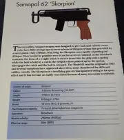 Samopal 62 Skorpion SMG Submachine Gun Picture Out of Print Spec Sheet Display