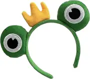 Diadema de rana - Diadema de peluche de dibujos animados | Accesorios para el cabello de Halloween, tocado de rana verde, diademas elásticas de maquillaje para mujeres y niñas