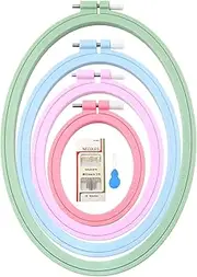 ZOCONE 4 Pcs 4 Size Oval Embroidery Hoops, ABS Plastic Embroidery Hoops Cross Stitch Hoops Embroidery Frames for Sewing, Needlework, Embroidery Projects (Size-9.6", 7.5", 5.7",3.9")