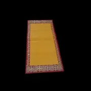 Yellow Nylon Handmade Chatai/Mat With Red & Golden Sequins Work On The Trim/Lace