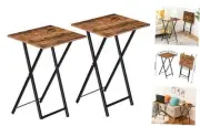 HOOBRO Folding TV Tray Tables, Set of 2 Side Table for Small Space, Industrial
