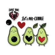 SIZZIX Avocuddle Framelits with Stamps Die Set 663505 Avocado Food Guacamole