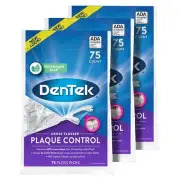 DenTek Cross Flosser Plaque Control Floss Picks, X-Shaped Floss, 75 Count, 3 Pac