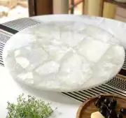 White Crystal Quartz Corner Side Table Top | Quartz Agate Center Sofa Table Top