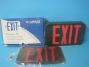 NEW HUBBELL COMPASS CERRCB LED EMERGENCY EXIT SIGN LIGHTED BLACK W/RED LETTERS