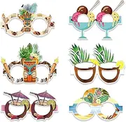 Fun Hawaiian Sunglasses - 6 Pair Novelty Paper Sunglasses | Fancy Dress Props, Fun Kids Party Favors, Beach Themed Supplies For Pool Photo Booth Props For Adults & Kids
