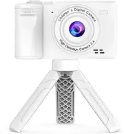 1080P Digital Camera Video Camera for 12MP 2.4 Inch IPS Screen Built-in Battery with Neck Strap Desktop Tripod Birthday Boys Girls White
