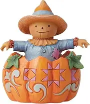 Enesco Jim Shore Heartwood Creek Harvest Pumpkin and Scarecrow Figurine, 3.58 Inches, Stone Resin