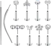 [Zolure] 16G 8mm Forward Helix Earring Tragus Cartilage Lip Rings Surgical Steel Labret Stud Body Piercing Jewelry