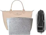 XSDSLS Handbag Organiser Purse Organiser for Longchamp Felt Bags Organiser with Multiple Pockets for Longchamp Le Pliage Purse Accessories for Longchamp Carry Bag (Light Grey, S)