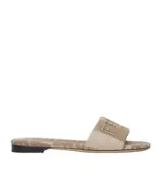 Fendi Sunshine Denim-Effect Jacquard Slides 37.5,36,38.5,37,38,39,40,41 Nude