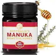 AUSTRALIA’S MANUKA MGO 550+ Manuka Honey – 100% RAW Australian Honey – Non-GMO. Certified. Lab Tested. for Digestive Health and Bioactive Support (250g)