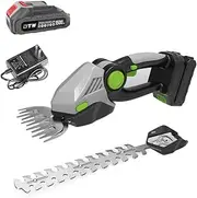 Electric Hedge Trimmer Cordless, Handheld Dual-Purpose Hedge Trimmer with 1500mah Battery & Charger Included, 60° Adjustable Small Hedge Trimmer, for Shrub and Lawn Pruning Green A