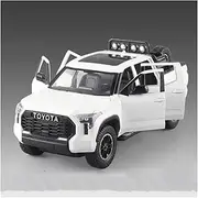 Scale Finished Model Car 1:24 Scale for Toyota Tundra SUV Metal Diecast Model Car Simulation Miniature Car Collection Display Die-cast Vehicle(White)