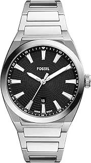 [FOSSIL] Men's Silver Stainless Steel Everett 3 Hand Analogue Watch, 42mm