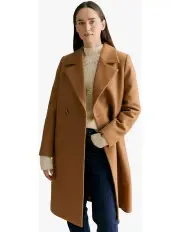 [Trenery] Italian Wool Blend Car Coat in Dark Camel