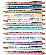 Funny Pens | Set of 12 Note Taking Rollerball Pens | Hilarious Quick-drying Writing Tools for Students Teachers, Portable Stationery Supplies