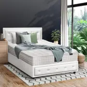 Oikiture Bed Frame King Single Gas Lift Storage with Mattress White ENZO