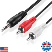 TNP RCA to Aux Cable (50 FT) - Male to Male 2 RCA to 3.5mm Adapter Connector