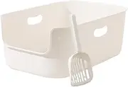 yuksok Cat Litter Box Open Top Easy to Clean Splashproof Semi Closed High Sided Litter Pan for Kitty Small Animals Rabbits Hamsters, L