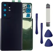 S21 Ultra Rear Back Glass Replacement Compatible with Samsung Galaxy S21 Ultra,S21Ultra 5G Back Glass Replacement+Repair Tool Kits(Phantom Black)