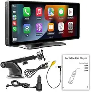 OZSTOCK 10.26" Portable Car Screen with Wireless CarPlay & Android Auto, MP5 Bluetooth 5.0 Video Player, Reversing Camera Support, Touchscreen, FM/AUX/USB/TF, 12V-24V, Universal for All Cars