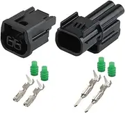 BIZOCA 1/5/10/20/50/Sets 2 Pin 1.5mm 6189-7408 Car Balck Waterproof Auto Connector/Accord Speaker Plug Sensor(2p Female Male,1 Set_2P)