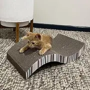 Cattitude Cat Scratch Board Wave, Beige, 10.2cm Height - Cat Scratcher, Cardboard Scratching