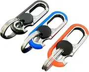 [RANYAKE] 3 x Key Fob for Men, Keyring Carabiner, Key Fob Stainless Steel, Car Keyring, Mini Outdoor Tools for Own Use or as a Gift, Unisex, black, One size