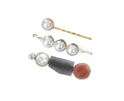 3pc Culturesse Rumi Barrette Clip Set Hair Women's Girly Accessory Vintage Grey