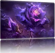 Playmat for MTG,Game Mat 24 x 14 inches, Non Slip Rubber Backing TCG and Board Game Mat for Cards,Mousepad Desk Mats-Purple Rose