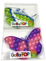 (2) Push Pop It Bubble Silicone Sensory Toy Butterfly Shark
