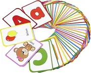 ZazzyKid Alphabet Flash Cards for Kids: Teach Toddler ABC Letters & Words, 52 Double-Sided Cards - Preschool Learning