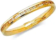 [JewelryWeb] 14k Yellow Gold 2mm Channel CZ Simulated Diamond Eternity Band Ring5-Eternity-Ring for Women and Men