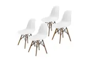 Chotto Set of 4 Retro Replica Eames DSW Dining Chairs - White