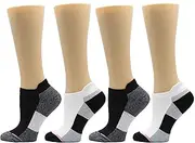 [Dr. Motion] 4 Pairs Womens Low Cut Cushioned Breathable Compression Ankle Socks with Arch Support