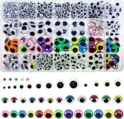1500Pcs Wiggle Googly Eyes Self Adhesive for Craft Sticker Eyes 4Mm to 18Mm Asso