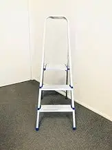 Aluminum 3 Step Ladder, Folding Step Ladder Anti-Slip with Rubber Feet, Lightweight Multi Purpose Portable Home Ladder