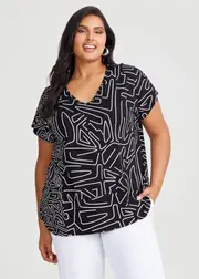 [Taking Shape] Taking Shape Natural Spritz Tunic Size 10 in Print, Viscose - Plus Size Women's Tops & T Shirts Print